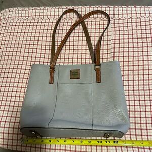 Dooney & Bourke Gray Leather Tote with Brown handles